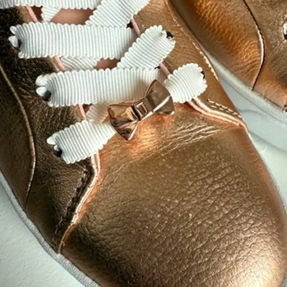 TED BAKER‎ Gielli Sneakers Rose Gold Leather Ribbon Laces US 6 Metallic Shoes